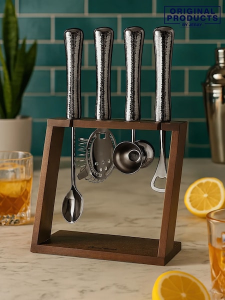 Jeray 6 Piece Brown Black/White Hammered Bar Tool Set (H57956) | £60
