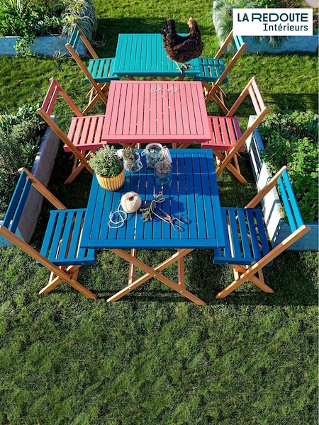 La Redoute Intérieurs 3 Piece Blue Dudena Acacia Garden Furniture Set (H57970) | £0