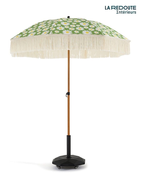 La Redoute Intérieurs Green/White Larna Patterned Fringed Parasol (H57976) | £90