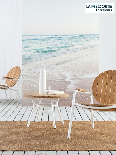 La Redoute Intérieurs White Natural Chassagne Solid Teak  Aluminium Garden Coffee Table (H57987) | £135