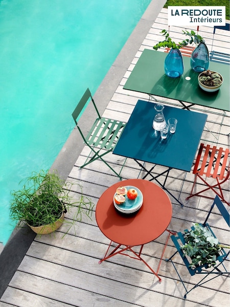 La Redoute Intérieurs Blue Ozevan Square Folding Metal Garden Table (H57998) | £105