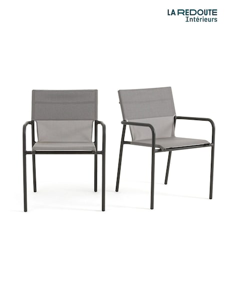 La Redoute Intérieurs Set of 2 Pearl Grey Zory Aluminium Garden Armchairs (H58005) | £220