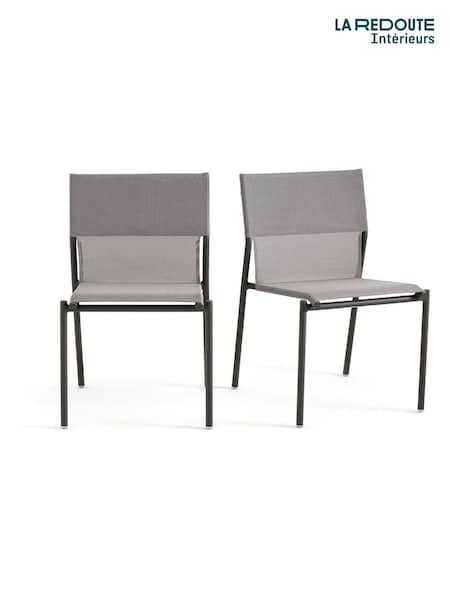 La Redoute Intérieurs Set of 2 Pearl Grey Zory Aluminium Garden Chairs (H58013) | £195