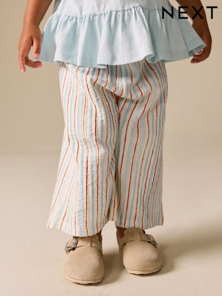 Ecru Red & Blue Stripe Wide Leg Trousers (3mths-7yrs) (H58077) | £7 - £9