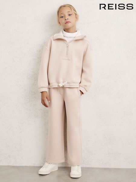 Reiss Neutral Laney 9-13 yrs Funnel-Neck Interlock Zip Sweatshirt (H58114) | £43