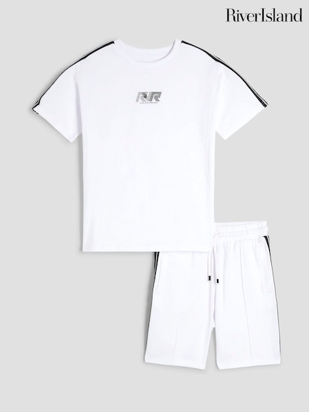 River Island White Boys Taped T-Shirt Set (H58135) | £22
