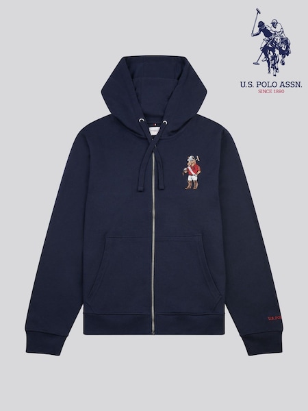 U.S. Polo Assn. Blue Mens Chuck Loopback Zip Hoodie (H58200) | £75