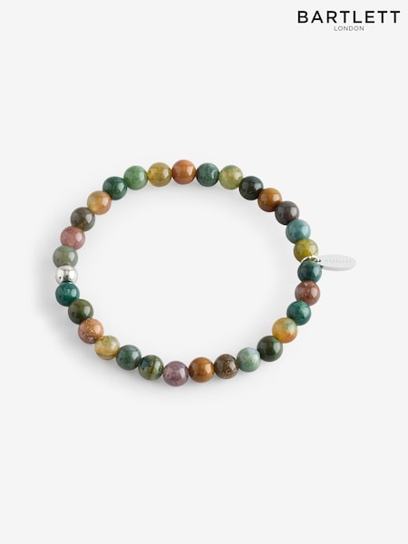 Bartlett Mens Silver Tone Tourmaline Beaded Bracelet (H58264) | £26