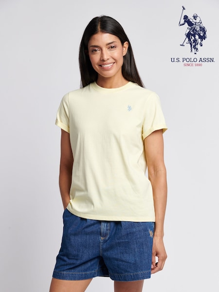 U.S. Polo Assn. Yellow Womens Crew Neck Double Horsemen T-Shirt (H58283) | £25