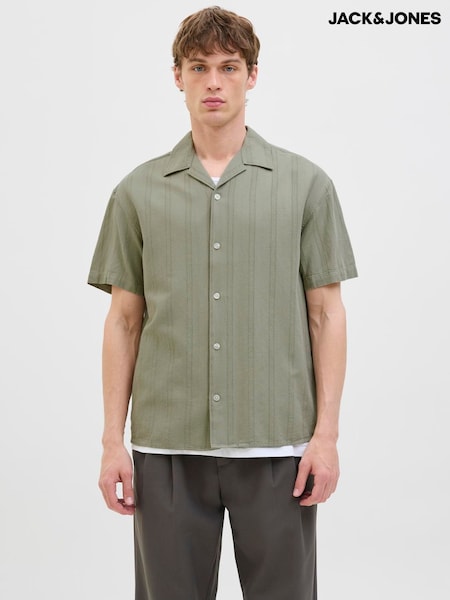 JACK & JONES Green Textured Revere Collar Shirt (H58290) | £35