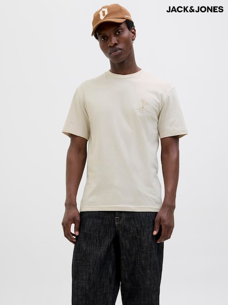 JACK & JONES Brown Short Sleeve Summer Back Print T-Shirt (H58295) | £15