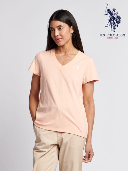 U.S. Polo Assn. Orange Womens Regular Fit V-Neck T-Shirt (H58299) | £0