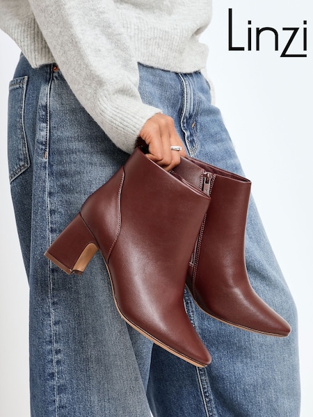 Linzi Red Cove Square Toe Block Heel Ankle Boots (H58334) | £45