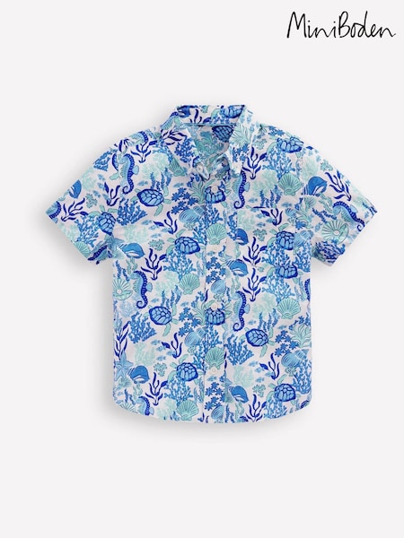 Boden Blue Cotton Linen Shirt (H58345) | £25 - £29