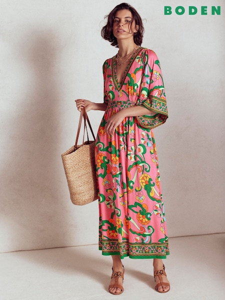 Boden Pink Maya Kimono Jersey Maxi Dress (H58354) | £120