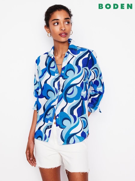 Boden Blue Sienna Linen Shirt (H58360) | £80