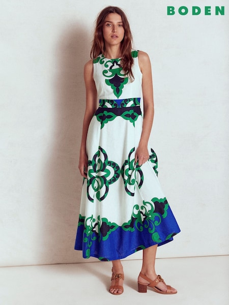 Boden Cream Sleeveless Linen Blend Dress (H58361) | £176