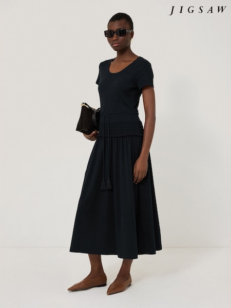Jigsaw Blue Shirred Waist T-Shirt Dress (H58387) | £135