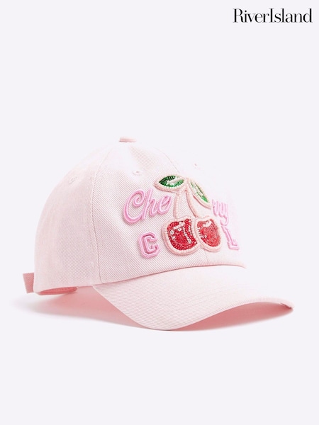 River Island Pink Girls Cherry Cap (H58432) | £14