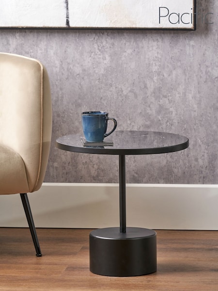 Pacific Black Enzo Marble and Metal Cylinder Base Coffee Table (H58451) | £115
