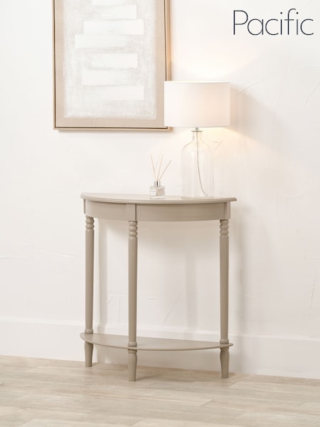 Pacific Cream Heritage Pine Wood Half Moon Console Table (H58460) | £71