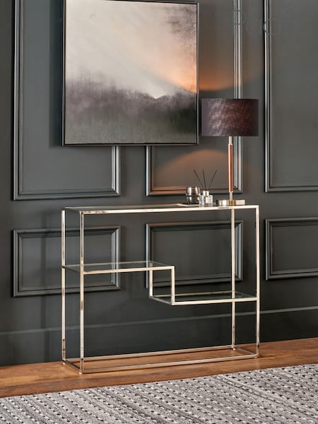 Pacific Silver Aleandra Glass and Metal Console Table (H58466) | £425