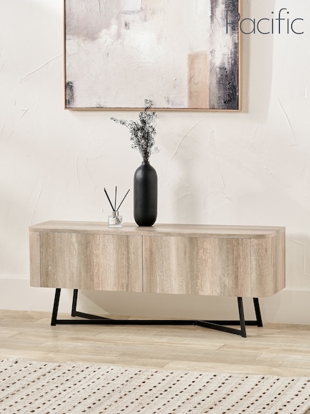 Pacific Grey Ukiah Oak Veneer and Metal 2 Door Low Unit (H58472) | £319