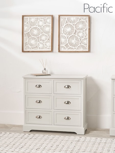 Pacific Grey Croft Linen Pine 6 Drawer Unit (H58476) | £266