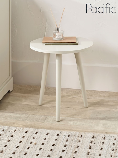 Pacific Cream Croft Linen Pine Wood Side Table (H58478) | £44