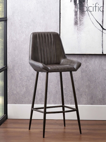 Pacific Brown Angelo Leather and Metal Retro Bar Stool (H58480) | £266