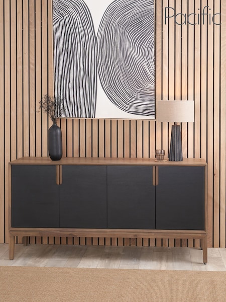 Pacific Black Gio Acacia Wood 4 Door Sideboard (H58481) | £850