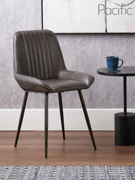 Pacific Brown Angelo Leather and Metal Retro Dining Chair (H58487) | £221
