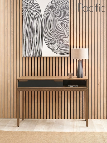 Pacific Black Gio Acacia Wood 1 Drawer Console Table (H58491) | £425