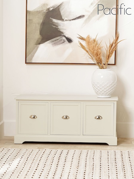 Pacific Grey Croft Linen Pine Wood 3 Drawer Unit (H58494) | £266