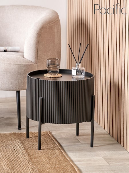 Pacific Black Henderson Wood and Metal Storage Side Table (H58495) | £89