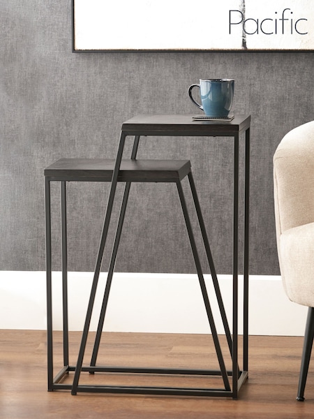 Pacific Black Mashiko S/2 Ash Veneer and Metal Side Table (H58497) | £150
