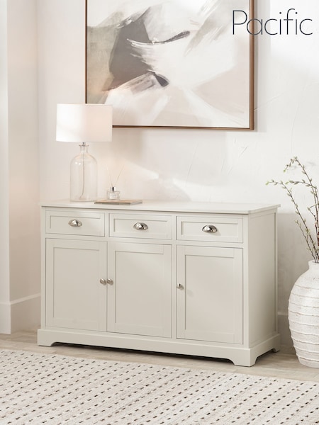 Pacific Grey Croft Linen Pine 3 Door 3 Drawer Unit (H58499) | £354