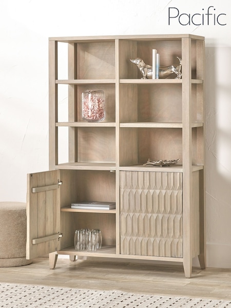Pacific Grey Khao Mango Wood 2 Door 6 Niche Shelf Unit (H58500) | £800