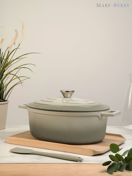 Mary Berry Grey At Home 32cm Cast Aluminium Oval Casserole Dish (H58509) | £75