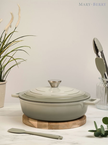 Mary Berry Grey At Home 28cm Cast Aluminium Shallow Casserole Dish (H58512) | £70