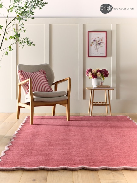 Origin Rug Collection. Coral Lilac Scalloped Elsie Rug (H58513) | £170 - £485