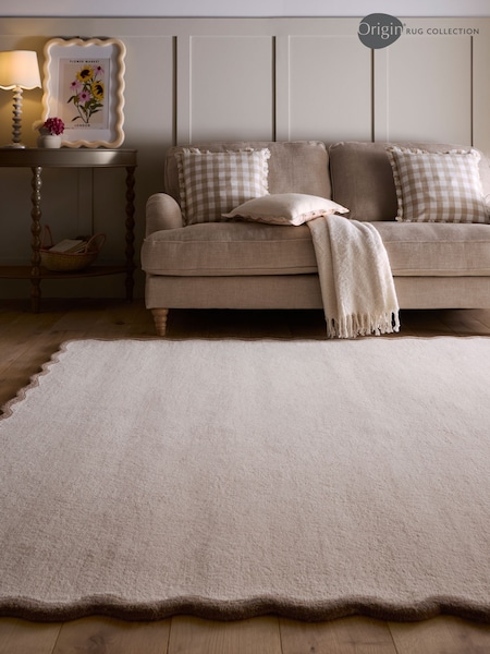Origin Rug Collection. Natural Brown Scalloped Elsie Rug (H58514) | £170 - £485