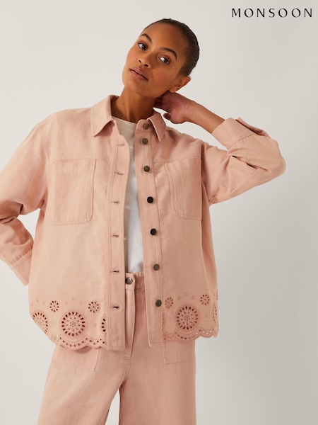Monsoon Pink Belle Broderie Shacket (H58537) | £0