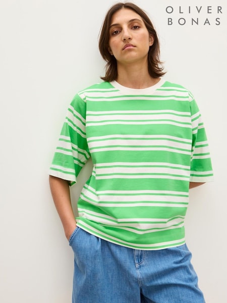 Oliver Bonas Green Striped T-Shirt (H58579) | £35