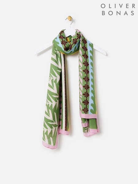 Oliver Bonas Green Sun Print Lightweight Scarf (H58582) | £29.50