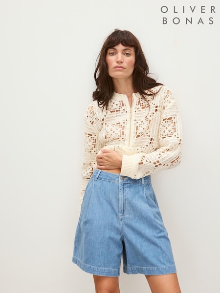 Oliver Bonas Blue Chambray City Shorts (H58591) | £60