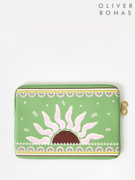 Oliver Bonas Green Sun Print Laptop Case (H58592) | £36