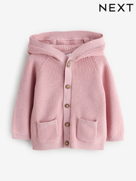 Pink Pure Cotton Long Sleeve Button Cardigan (H58615) | £10
