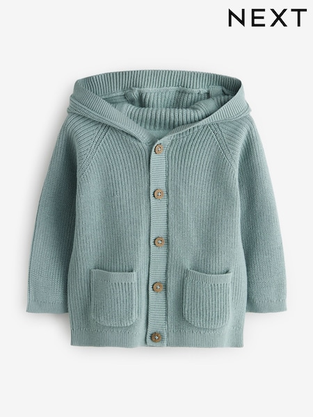 Mint Green Pure Cotton Long Sleeve Button Cardigan (H58618) | £10