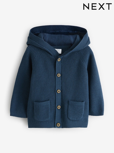 Navy Pure Cotton Button Front Hooded Cardigan (H58638) | £10